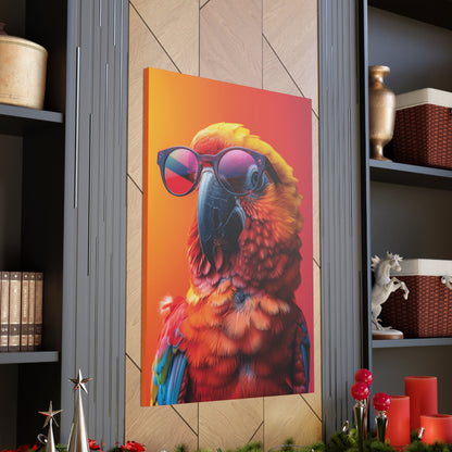 Parrot Wearing Sunglasses - Illustration Canvas Gallery Wraps