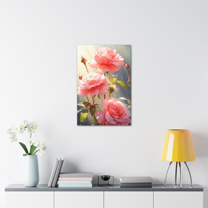 Rose Flowers - Watercolor Painting Digital Illustration Canvas Gallery Wraps