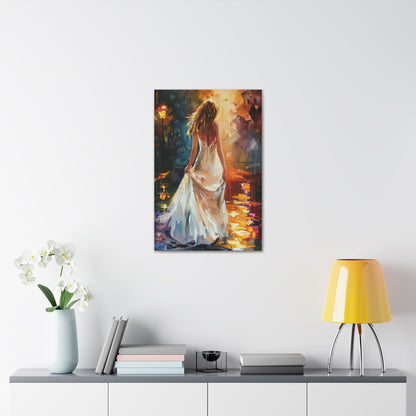 Beautiful Bride in Street - Leonid Afremov Style Digital Print Canvas Gallery Wraps