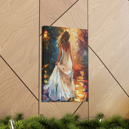 Beautiful Bride in Street - Leonid Afremov Style Digital Print Canvas Gallery Wraps