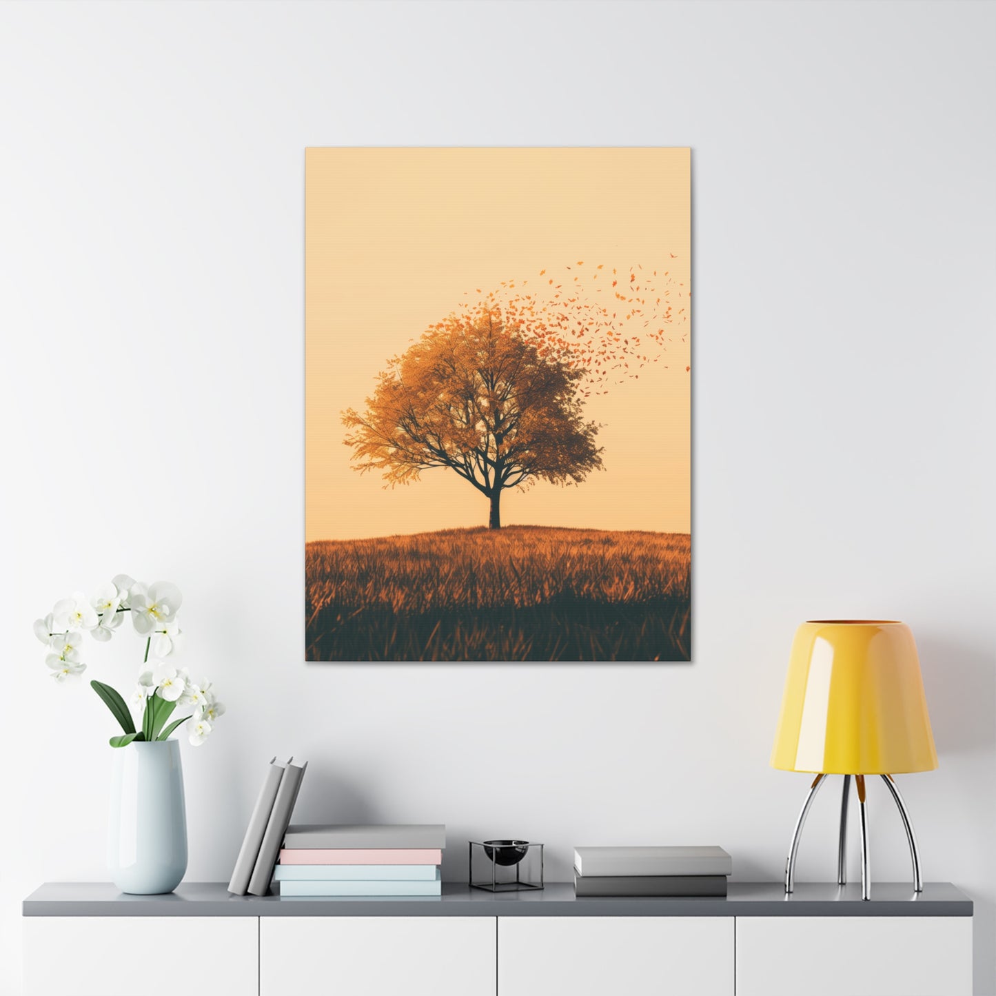 Tree in a Golden Sunset Digital Illustration Canvas Gallery Wraps