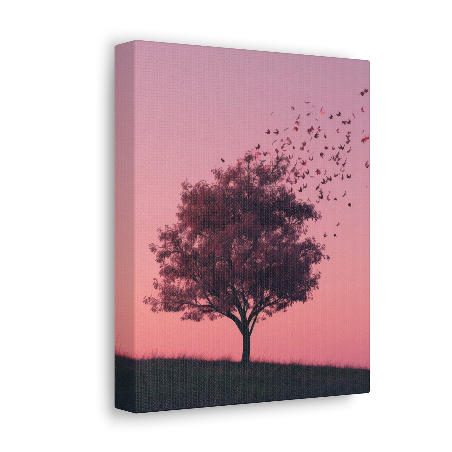 Tree in a Purple Sunset Digital Illustration Canvas Gallery Wraps