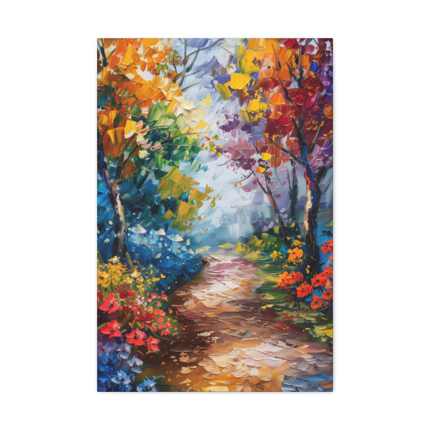 Road Through Autumn Flower Forest - Leonid Afremov Oil Painting Canvas Gallery Wraps