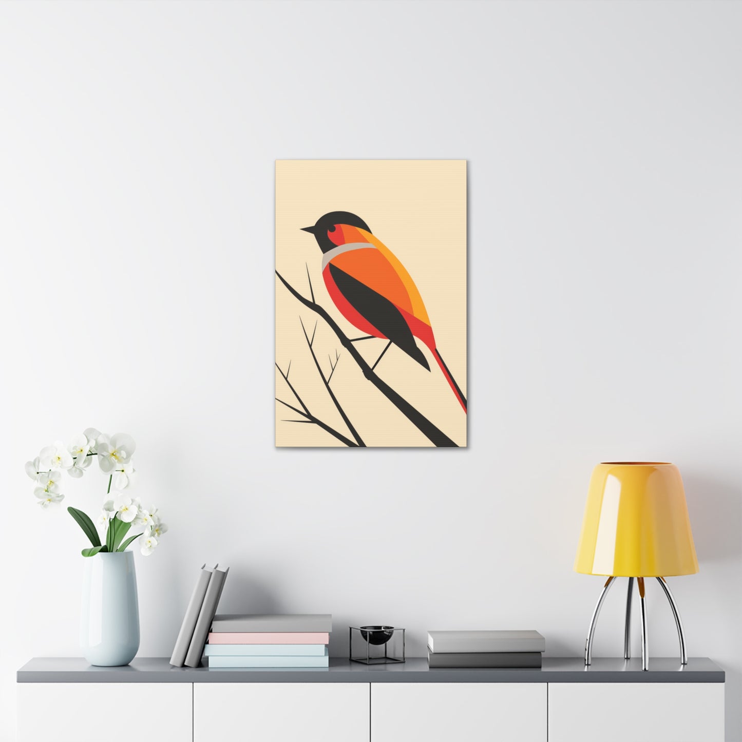 Bird siting on a tree branch Digital Illustration Canvas Gallery Wraps