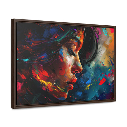 Beautiful Girl Face - Colorful Impressionist Style Digital Canvas Art Print Horizontal Frame