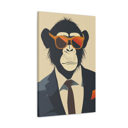 Ape Wearing Suite and Sunglasses Digital Illustration Canvas Gallery Wraps