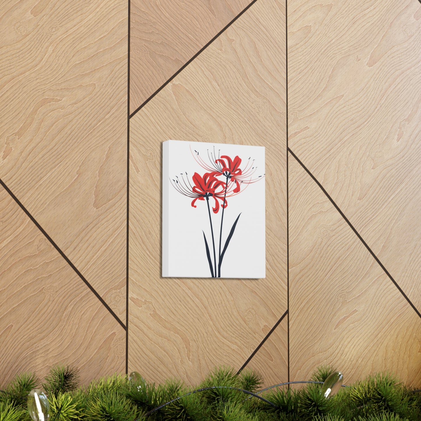 Red Spider Lily Flower Digital Illustration Canvas Gallery Wraps