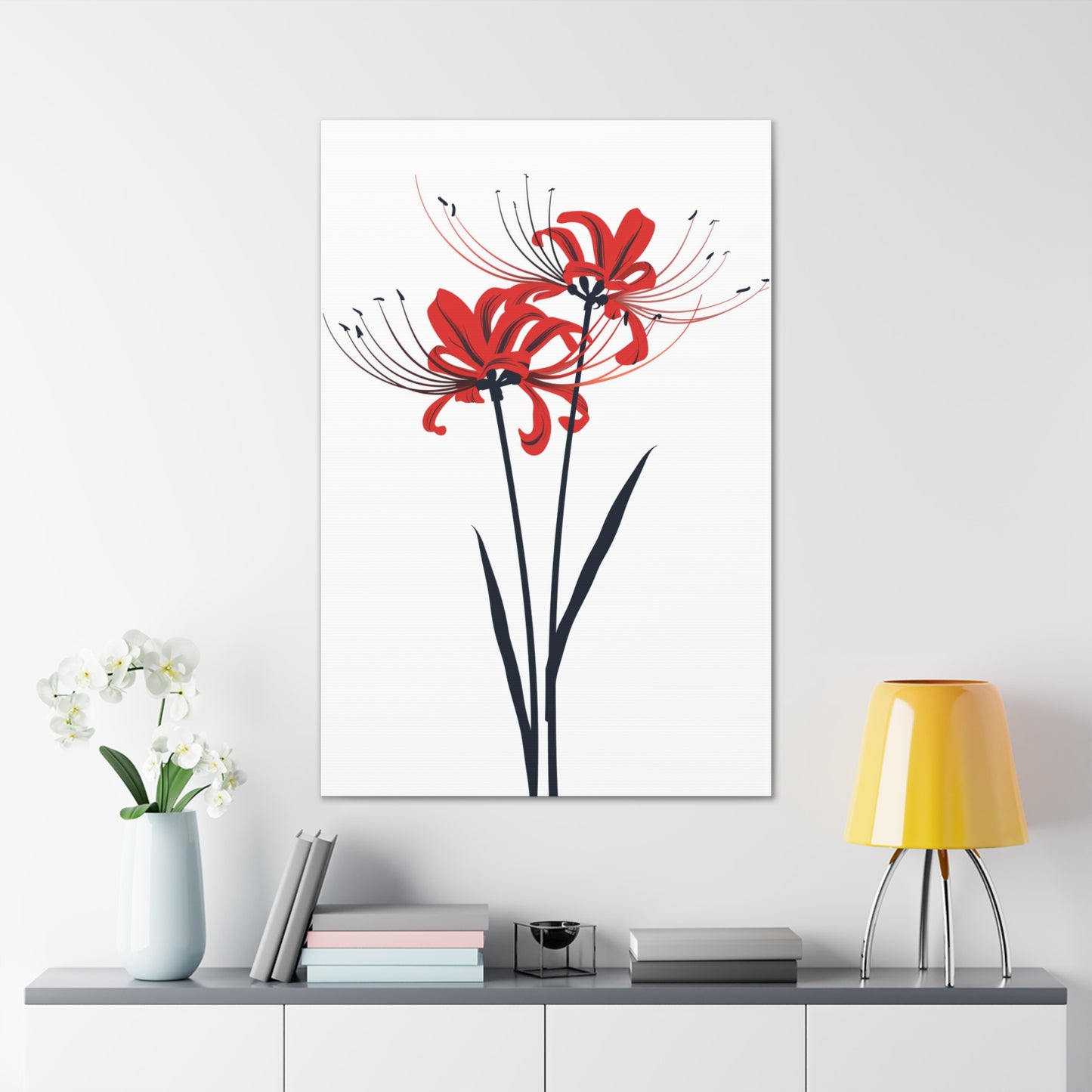 Red Spider Lily Flower Digital Illustration Canvas Gallery Wraps