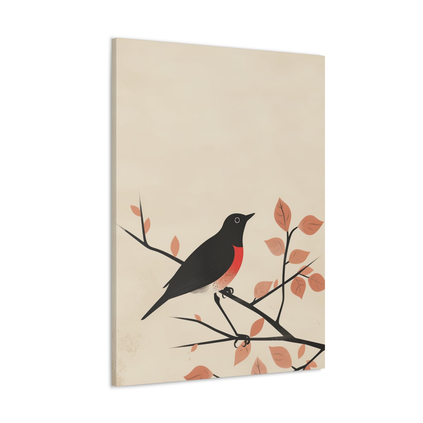 Bird siting on a tree branch Digital Illustration Canvas Gallery Wraps