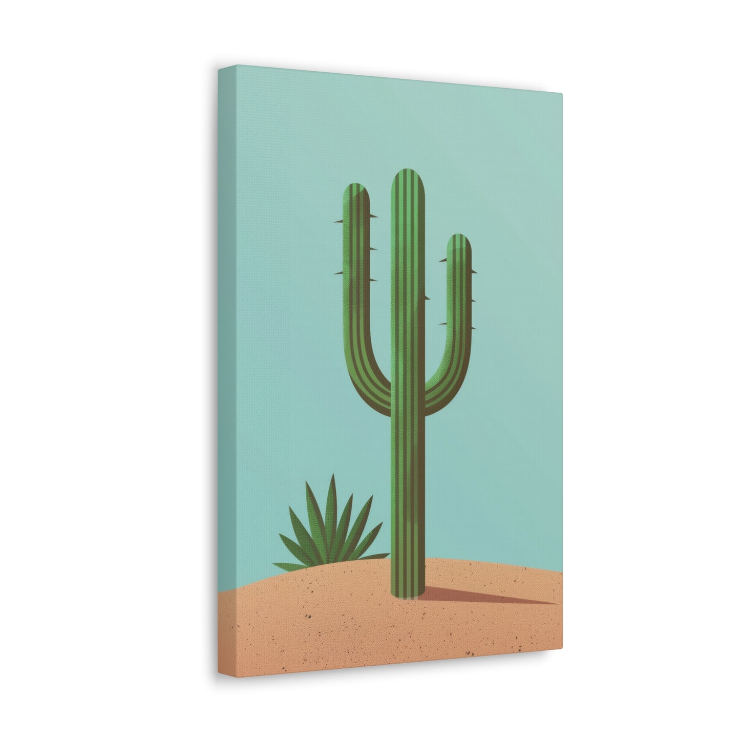 Saguaro Cactus in Desert - Illustration Canvas Gallery Wraps