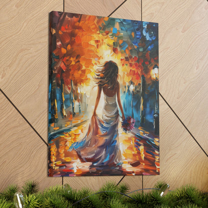 Bride in the Streets - Leonid Afremov Style Digital Print Canvas Gallery Wraps