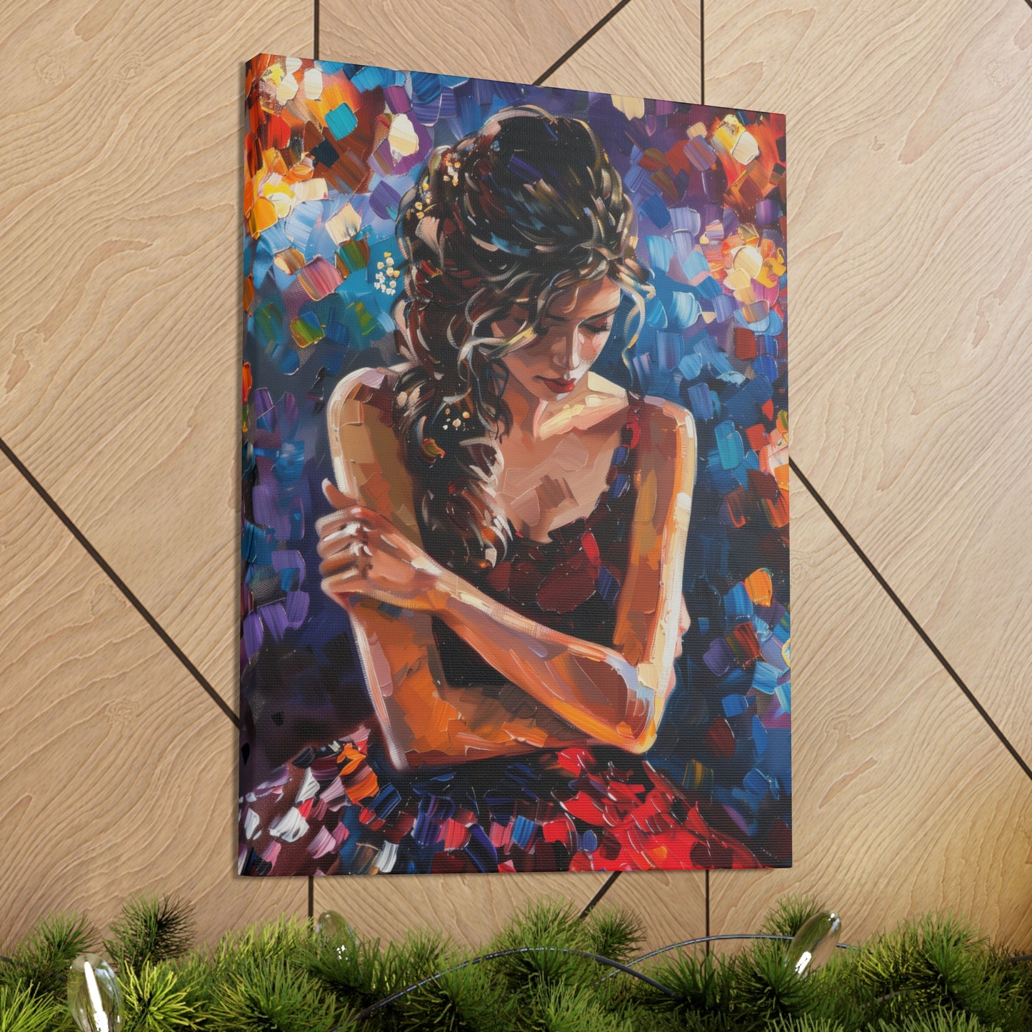 Girl with red dress - Leonid Afremov Style Digital Print Canvas Gallery Wraps