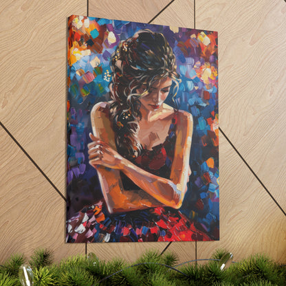 Girl with red dress - Leonid Afremov Style Digital Print Canvas Gallery Wraps