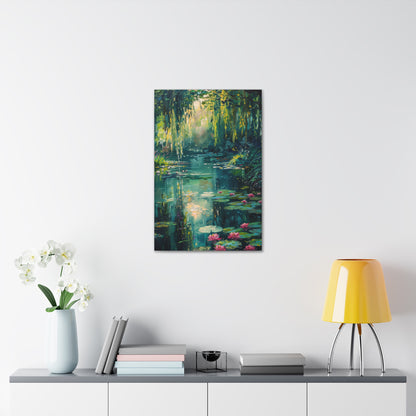 Pond in a Forest - Claude Monet Style Digital Print Canvas Gallery Wraps