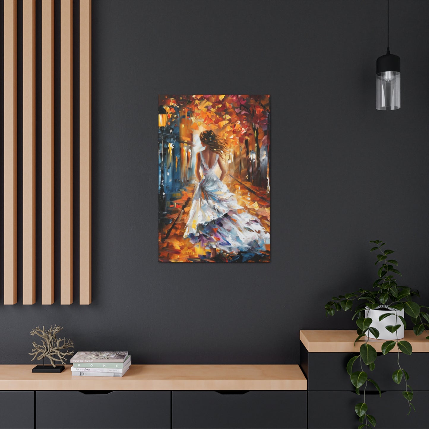 bride walking in street - Leonid Afremov Style Digital Print Canvas Gallery Wraps