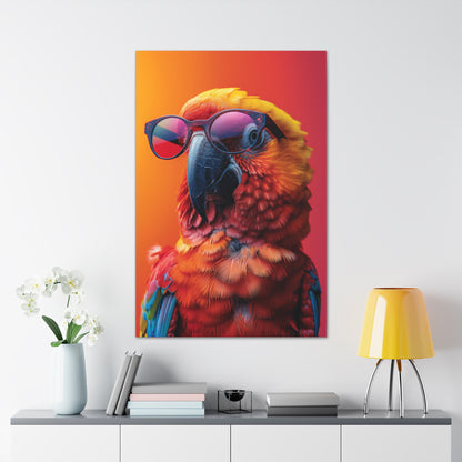 Parrot Wearing Sunglasses - Illustration Canvas Gallery Wraps