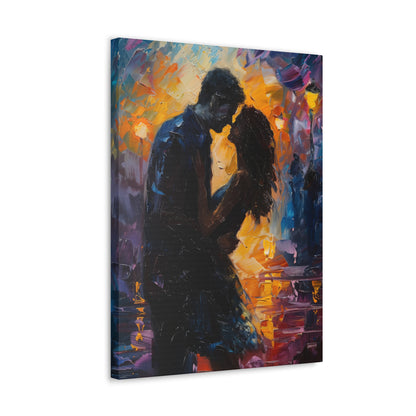 Couple - Leonid Afremov Style Digital Oil Painting Canvas Gallery Wraps