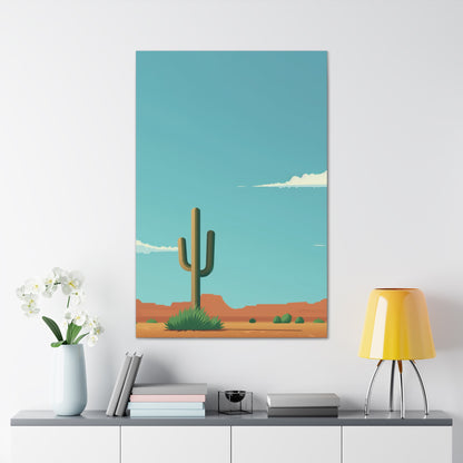 Saguaro Cactus in Desert - Illustration Canvas Gallery Wraps