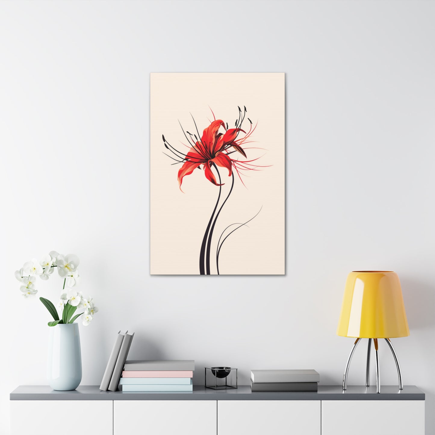 Red Spider Lily Flower Digital Illustration Canvas Gallery Wraps