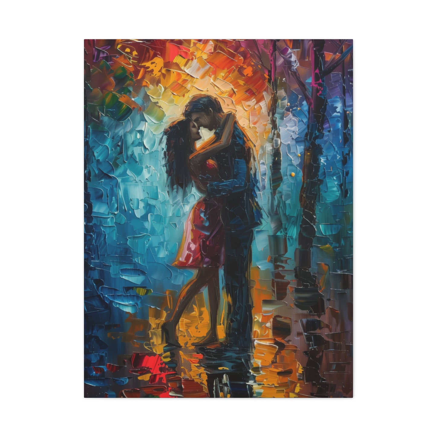 Couple - Leonid Afremov Style Digital Oil Painting Canvas Gallery Wraps