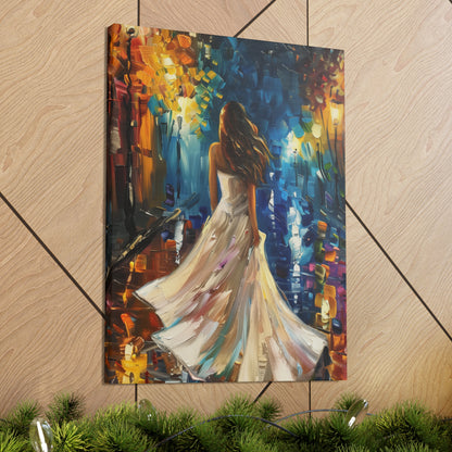 bride walking in the streets - Leonid Afremov Style Digital Print Canvas Gallery Wraps