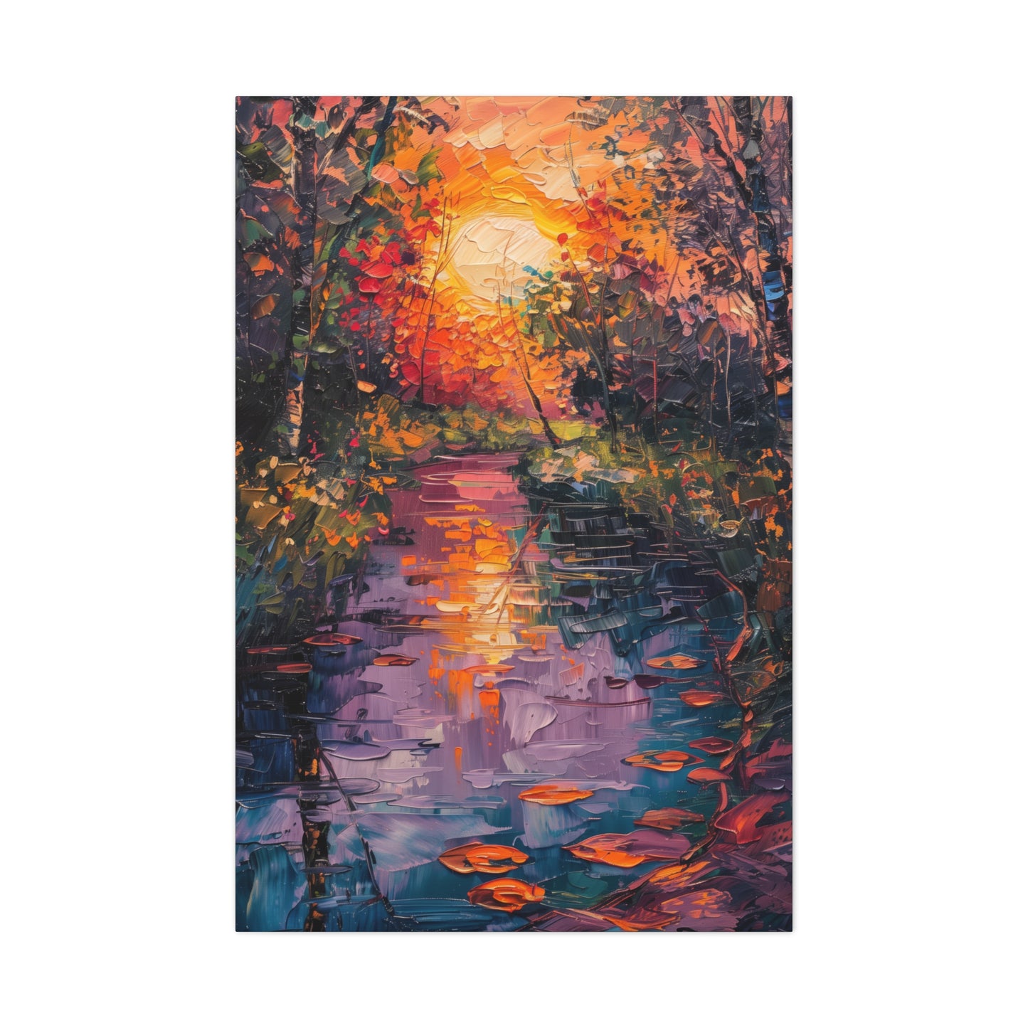 Pond in a Forest - Claude Monet Style Digital Print Canvas Gallery Wraps