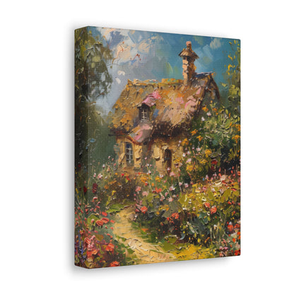 old hut in countryside vintage Digital Oil Painting Print Canvas Gallery Wraps