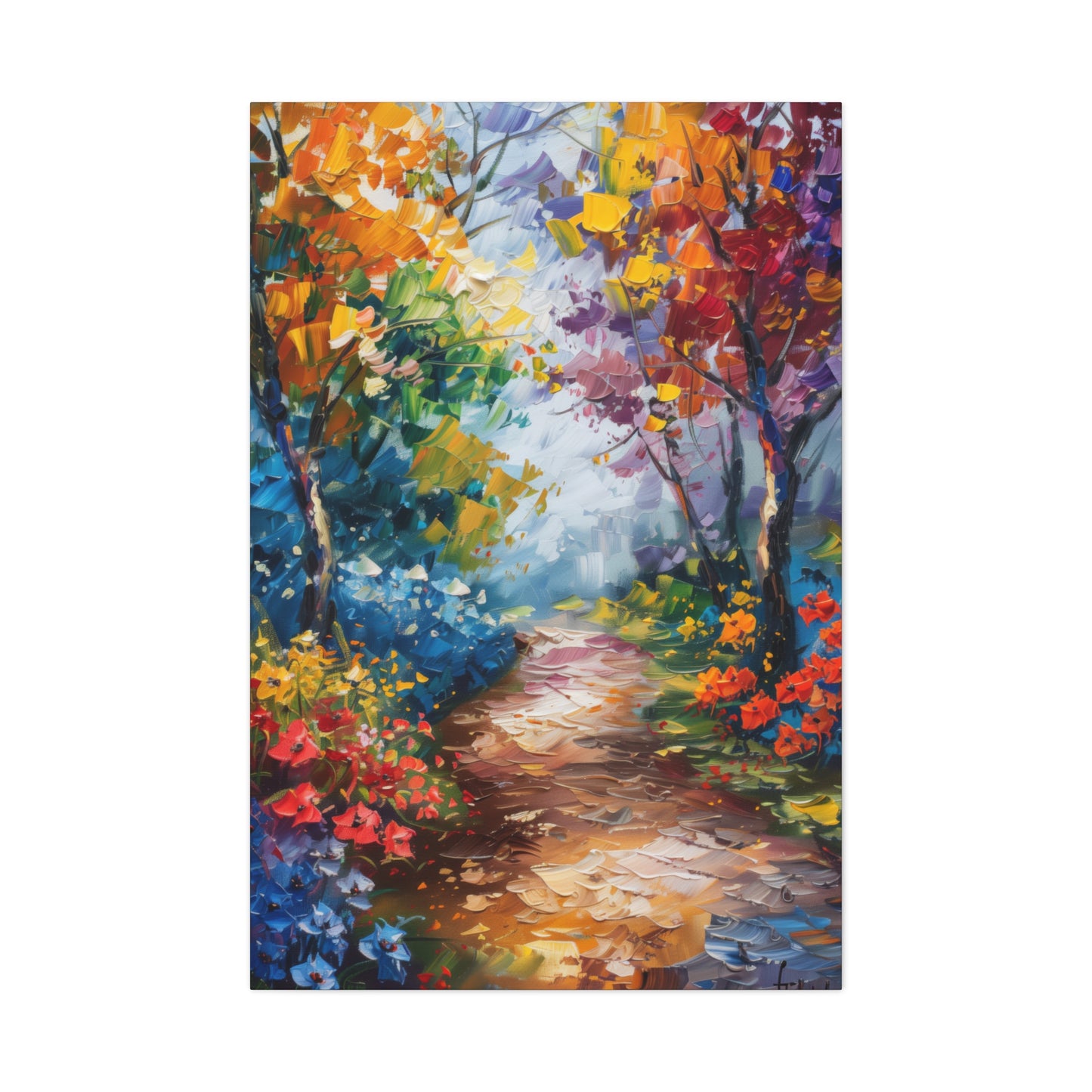 Road Through Autumn Flower Forest - Leonid Afremov Oil Painting Canvas Gallery Wraps