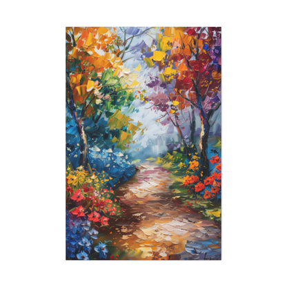 Road Through Autumn Flower Forest - Leonid Afremov Oil Painting Canvas Gallery Wraps