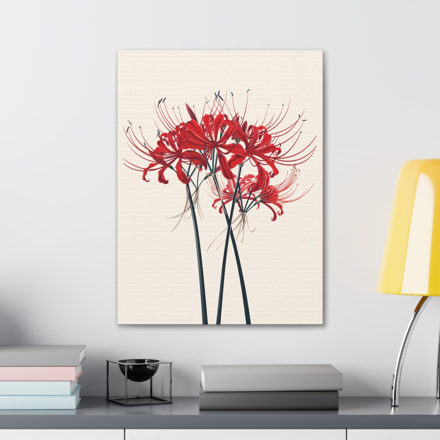 Red Spider Lily Flower Digital Illustration Canvas Gallery Wraps