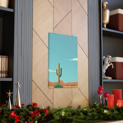 Saguaro Cactus in Desert - Illustration Canvas Gallery Wraps