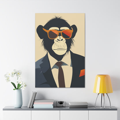 Ape Wearing Suite and Sunglasses Digital Illustration Canvas Gallery Wraps