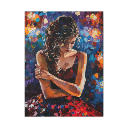 Girl with red dress - Leonid Afremov Style Digital Print Canvas Gallery Wraps