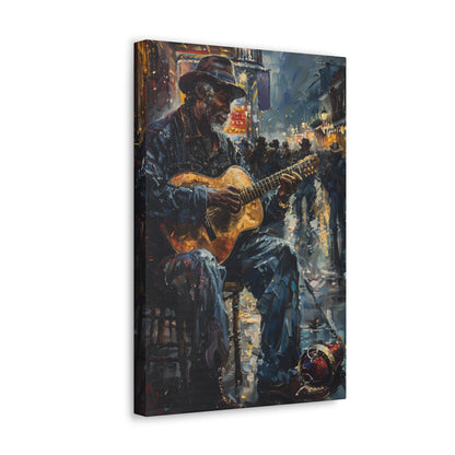 Man Playing Guitar on the Street - Rembrandt Style Digital Oil Painting Canvas Gallery Wraps