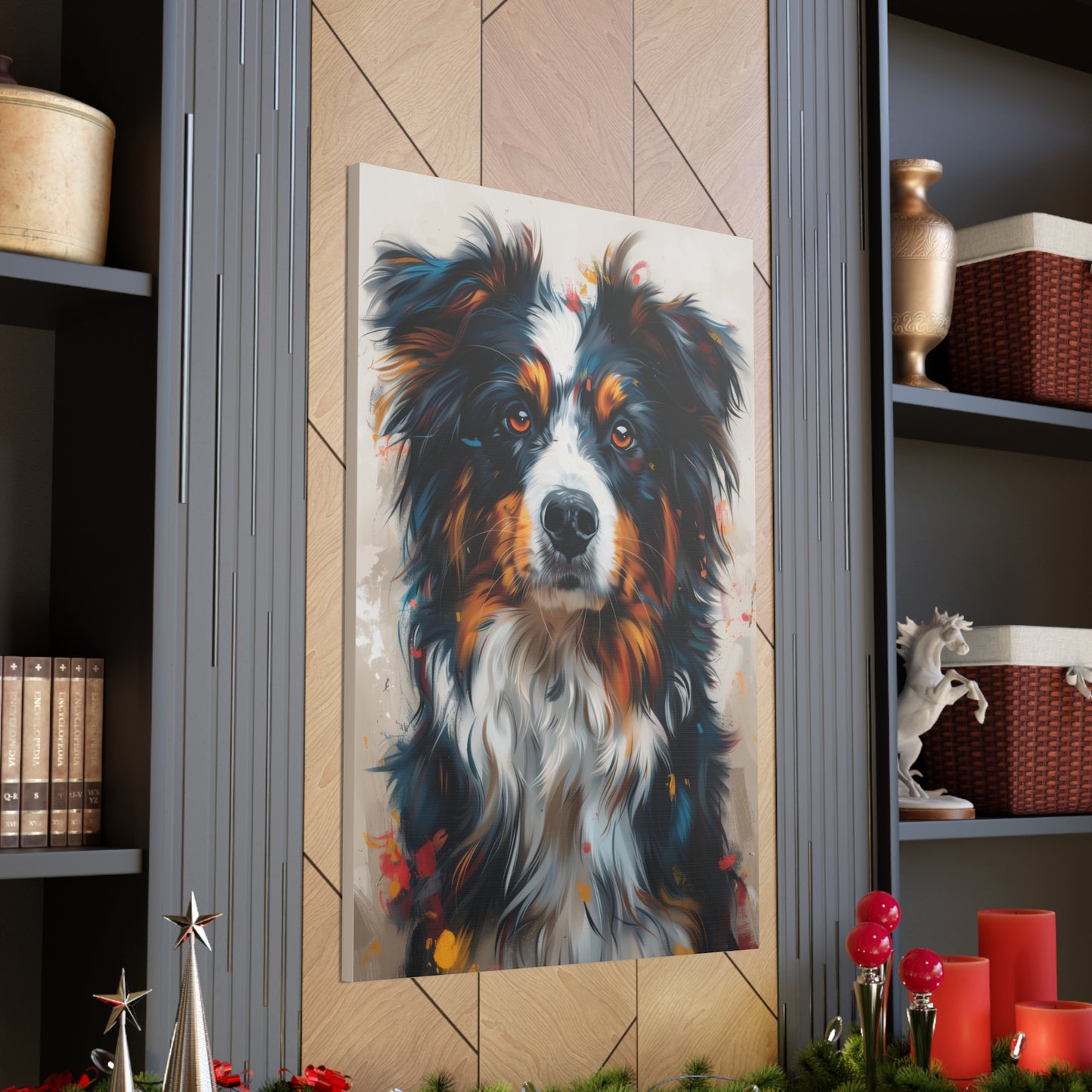 Border Collie Dog - Abstract Illustration Canvas Gallery Wraps