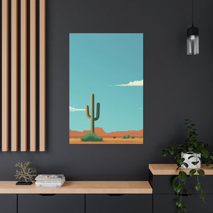 Saguaro Cactus in Desert - Illustration Canvas Gallery Wraps