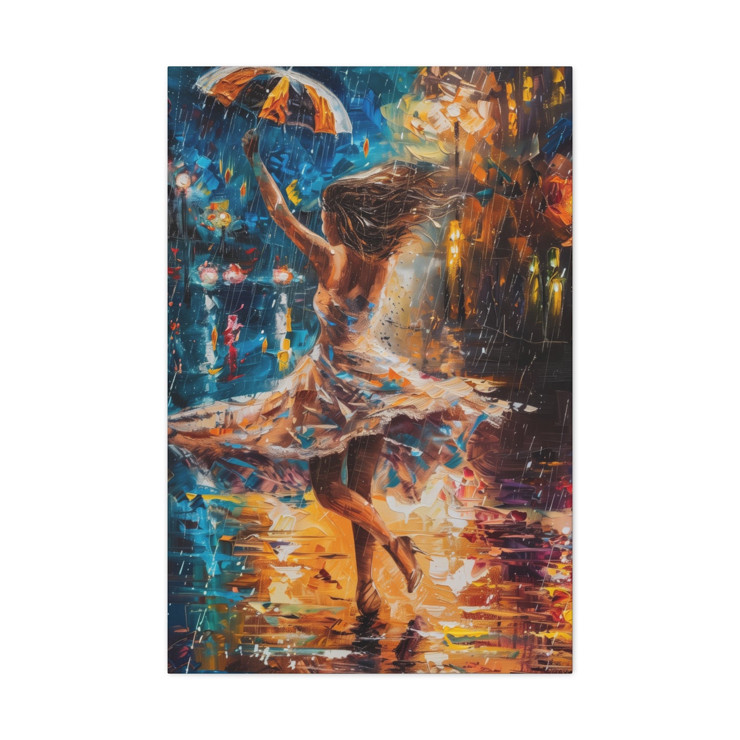 Dancing in the Rain - Leonid Afremov Style Digital Print Canvas Gallery Wraps