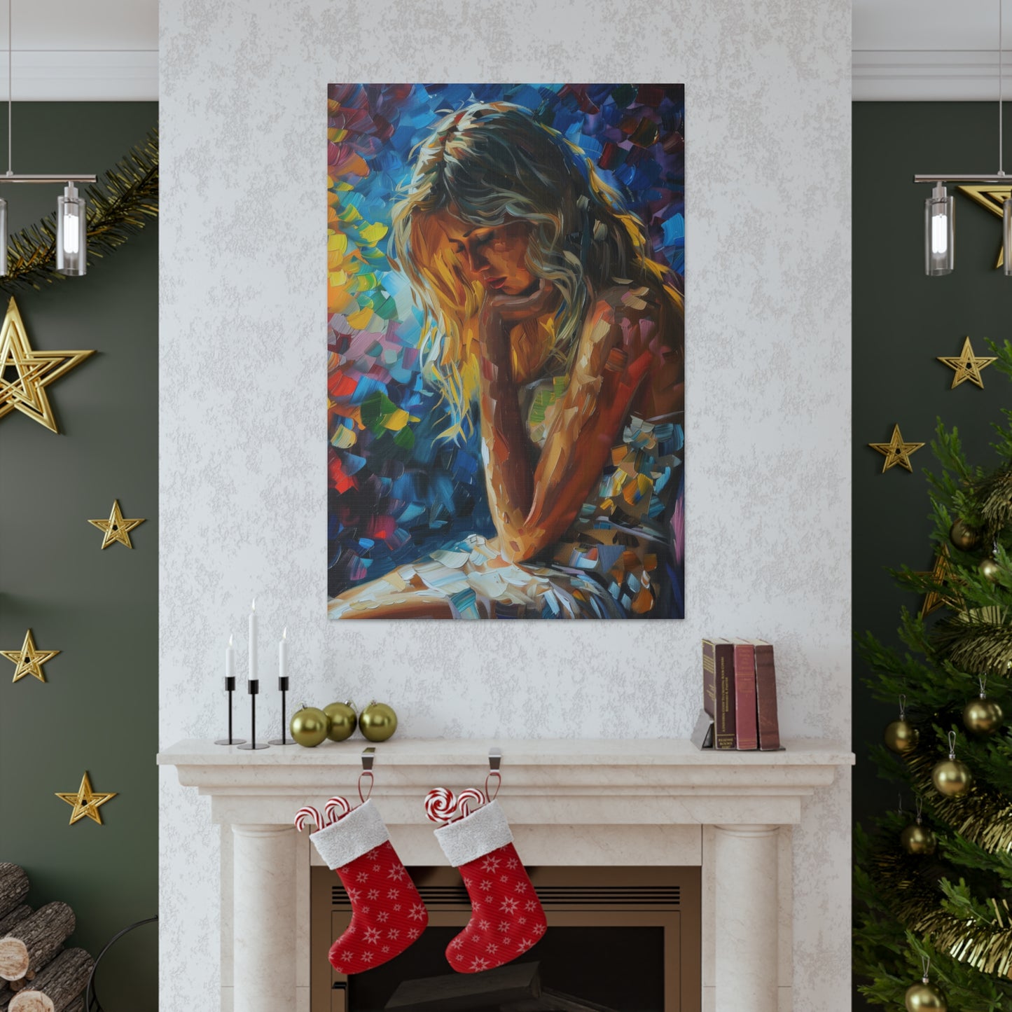 Cute Girl - Leonid Afremov Style Digital Oil Painting Canvas Gallery Wraps