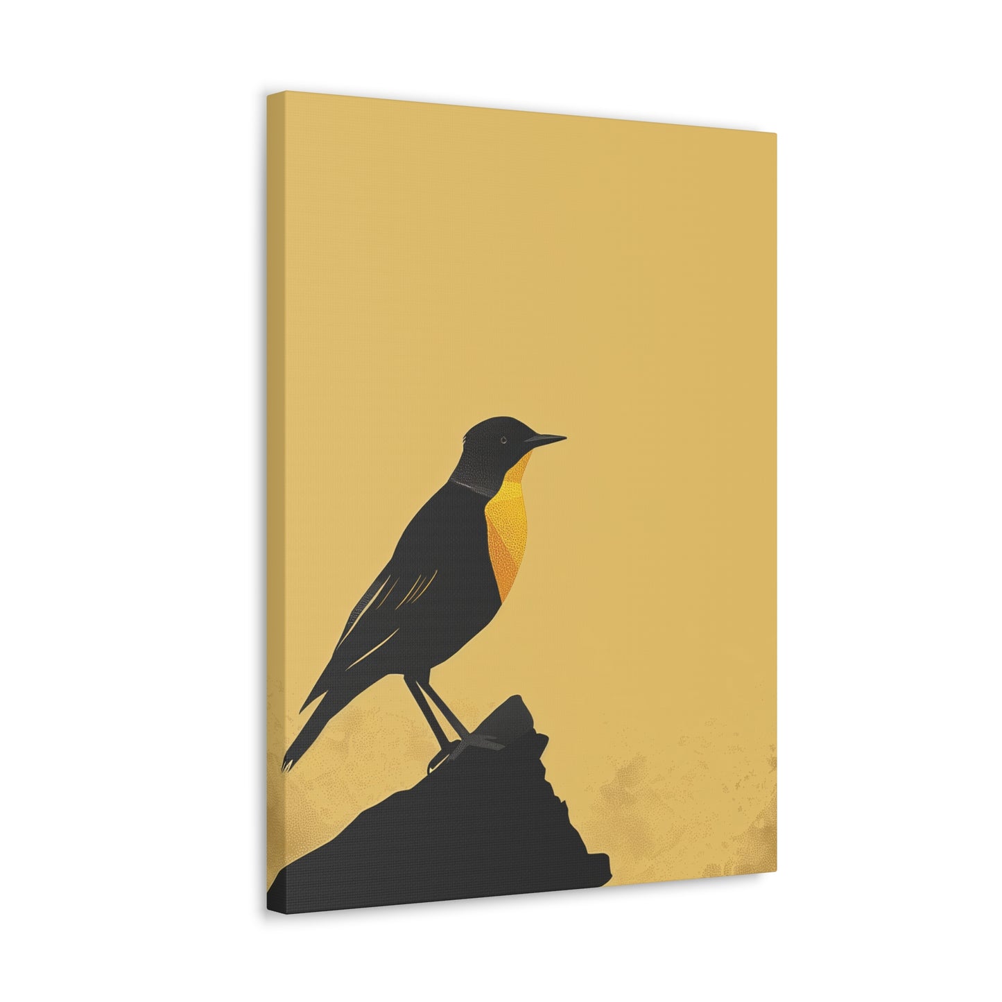 Bird Sitting on a Rock Digital Illustration Canvas Gallery Wraps