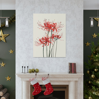 Red Spider Lily Flower Digital Illustration Canvas Gallery Wraps