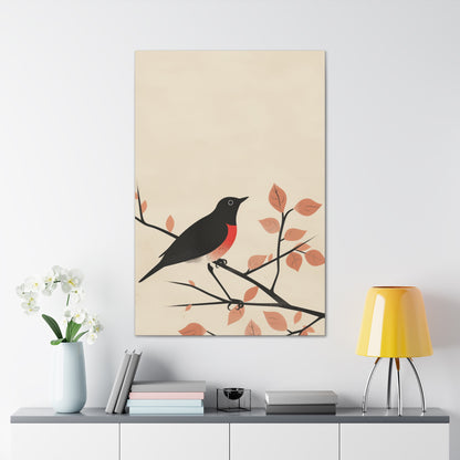 Bird siting on a tree branch Digital Illustration Canvas Gallery Wraps