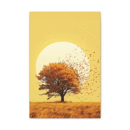 Tree in a Golden Sunset Digital Illustration Canvas Gallery Wraps