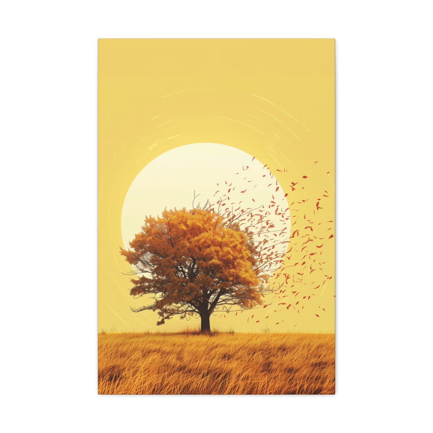 Tree in a Golden Sunset Digital Illustration Canvas Gallery Wraps