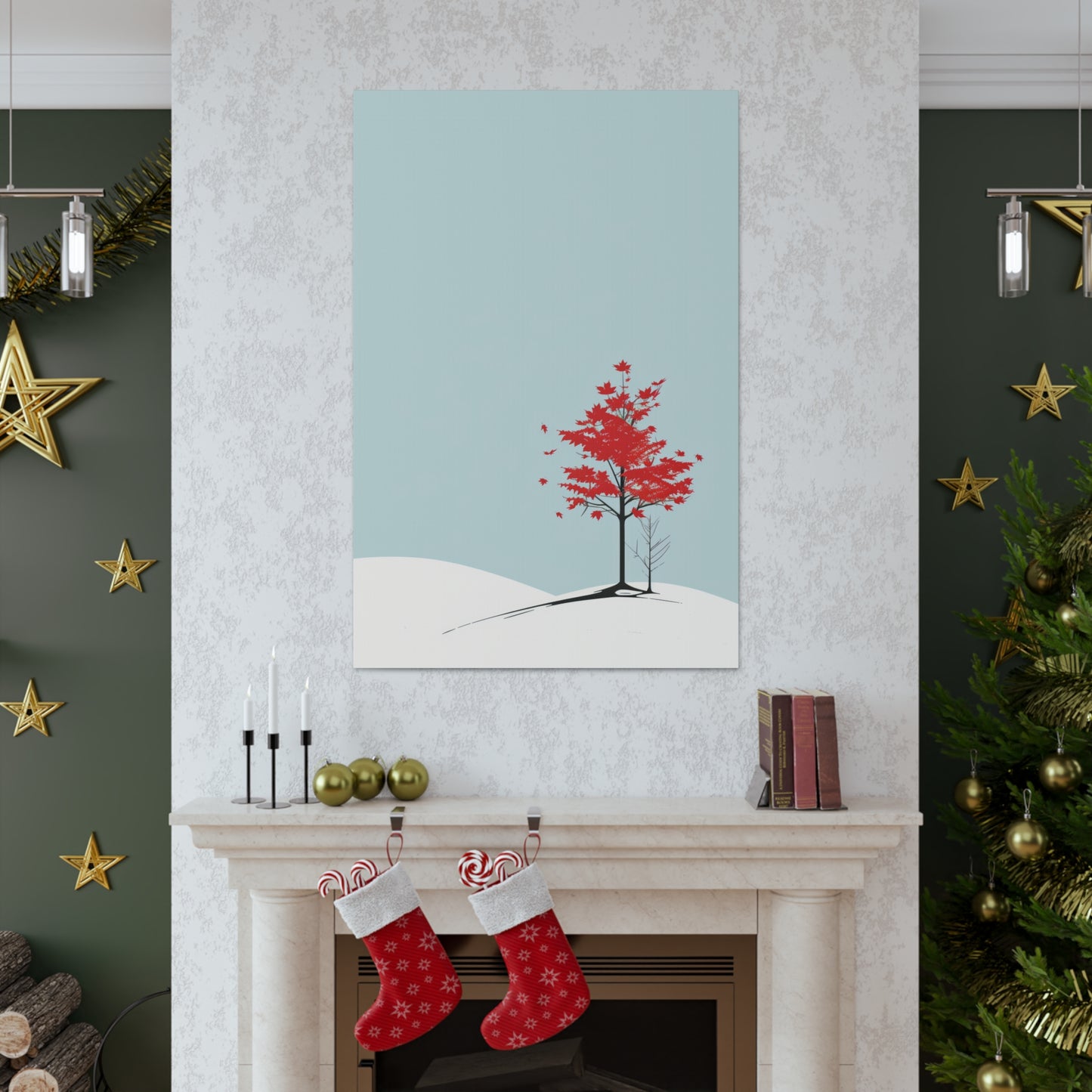 Maple Tree in Winter - Illustration Canvas Gallery Wraps