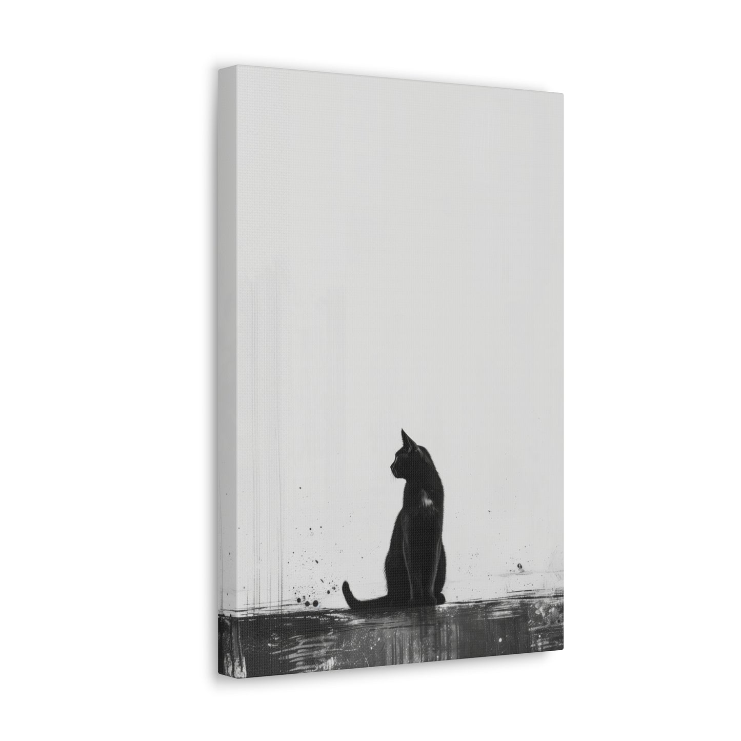 Black Cat Digital Illustration Canvas Gallery Wraps