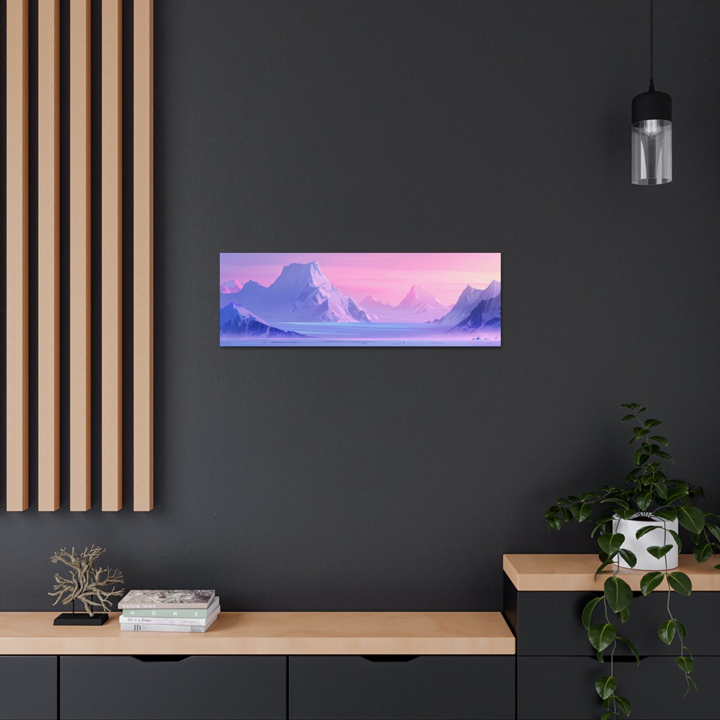 Antarctic Evening Landscape - Digital Illustration Panorama Canvas Gallery Wraps