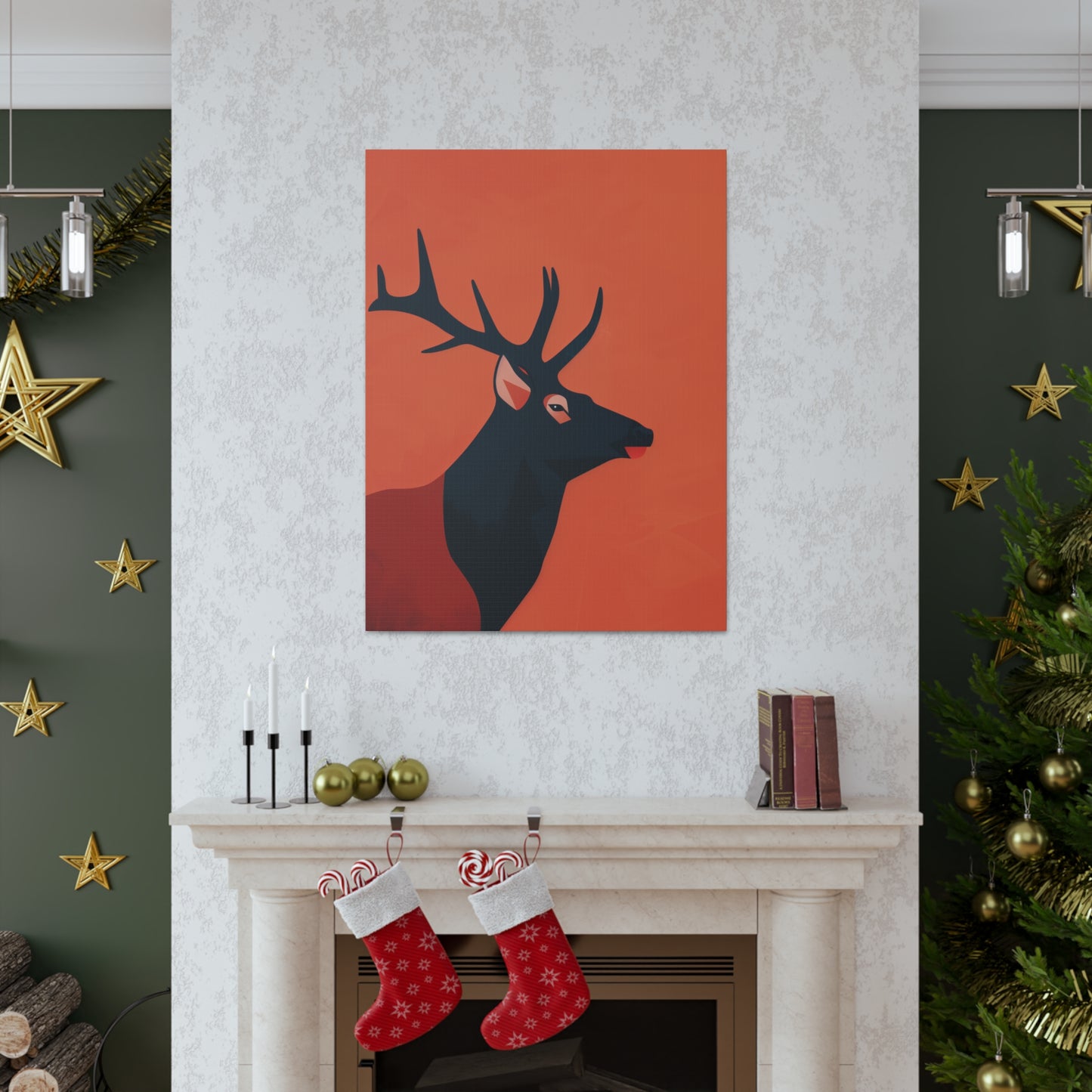 Reindeer with antlers Digital Illustration Canvas Gallery Wraps