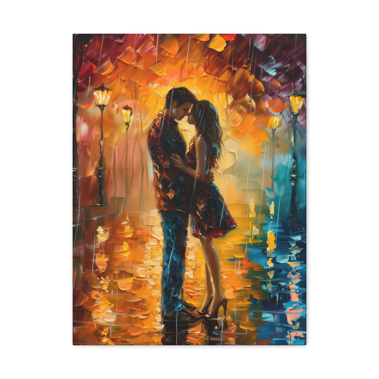 Couple - Leonid Afremov Style Digital Oil Painting Canvas Gallery Wraps