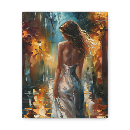 bride walking in street - Leonid Afremov Style Digital Print Canvas Gallery Wraps