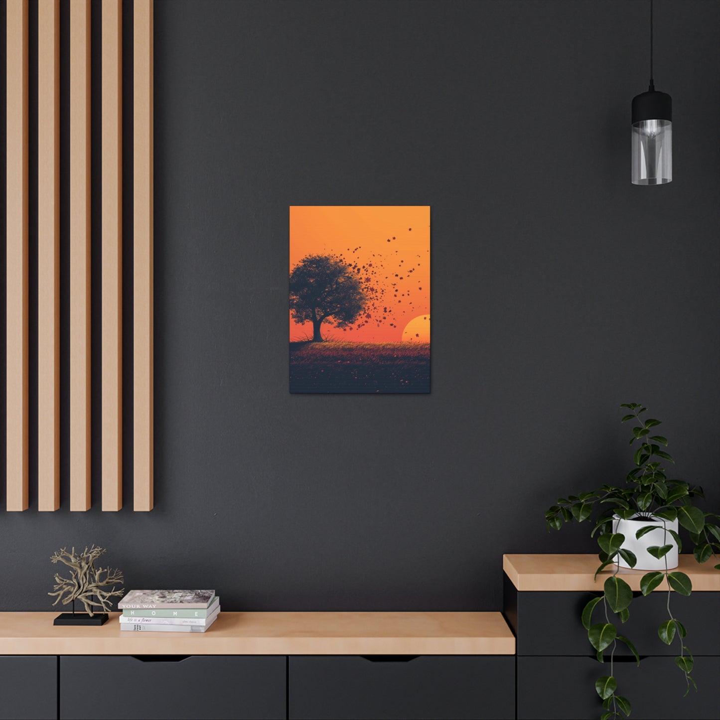 Tree in a Golden Sunset Digital Illustration Canvas Gallery Wraps